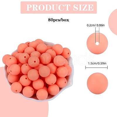 80Pcs Round Silicone Focal Beads SIL-SZ0001-24-26-1