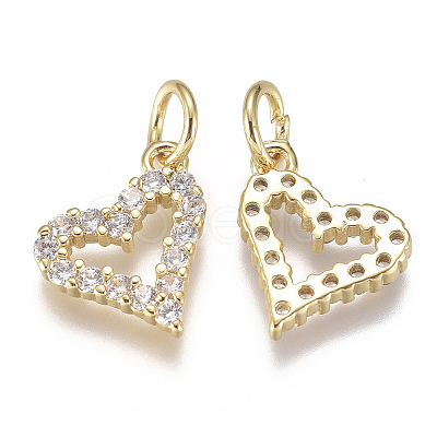 Brass Micro Pave Cubic Zirconia Charms X-ZIRC-F111-19G-1