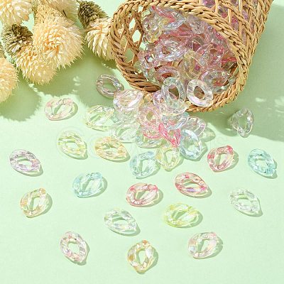 Rainbow Color Plated Transparent Acrylic Linking Rings FIND-CJC0015-24-1