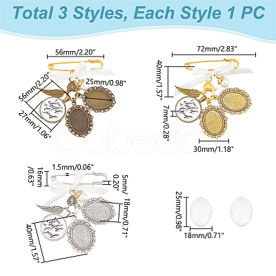 DIY Oval Blank Dome Wedding Bouquet Photo Charms Alloy Brooche Making Kit JEWB-AB00030-1