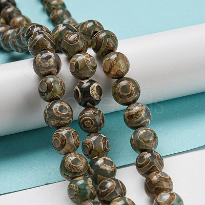 Tibetan Style dZi Beads Strands G-P526-D07-02-1