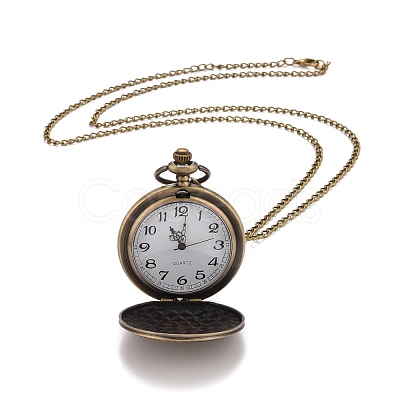 Retro Alloy Flat Round with Triangle Pendant Pocket Watches WACH-I012-07-1