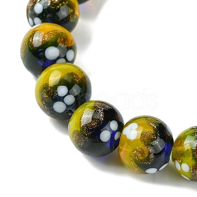 Handmade Gold Sand Lampwork Beads Strands LAMP-A003-03B-1