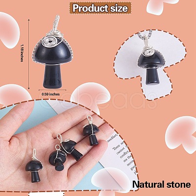 Natural Obsidian Pendants PALLOY-SW0004-07-1