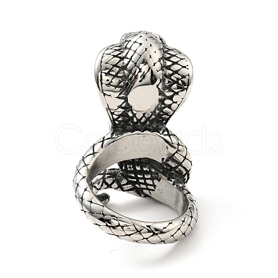 316 Stainless Steel Snake Finger Ring RJEW-C030-05D-AS-1