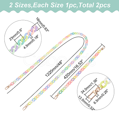 WADORN 2Pcs 2 Style Opaque Jelly Style Acrylic Curb Chain Bag Straps DIY-WR0002-49-1