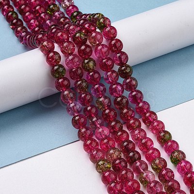 Crackle Glass Round Bead Strands CCG-C001-01B-02-1