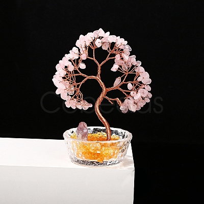 Natural Rose Quartz Chips Tree Decorations PW-WGC2DAD-04-1