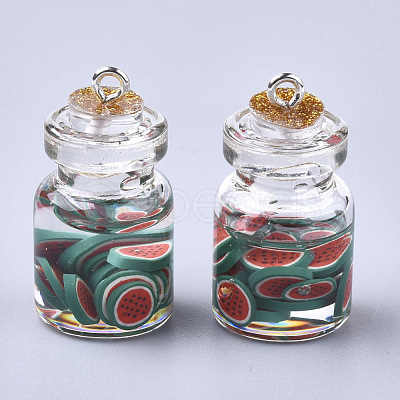 Glass Bottle Pendants GLAA-T001-04F-1