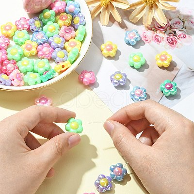 50Pcs UV Plating Rainbow Iridescent Acrylic Beads SACR-CJ0001-45-1