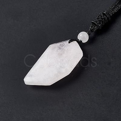 Natural Rose Quartz Dagger Shape Pendant Necklace G-E588-02H-1