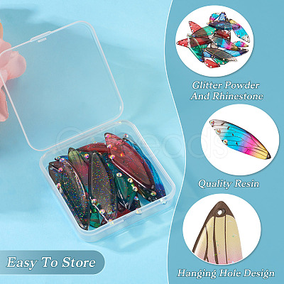 5 Sets 5 Colors Transparent Resin Pendants RESI-TA0001-79-1