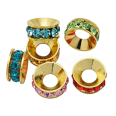 Brass Rhinestone Spacer Beads RB-A020-9mm-G-1