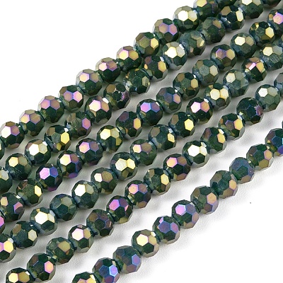 Round Full Rainbow Plated Electroplate Glass Beads Strands X-EGLA-J130-FR13-1