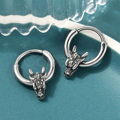 Dragon Head 316 Surgical Stainless Steel Hoop Earrings EJEW-G416-22AS-1