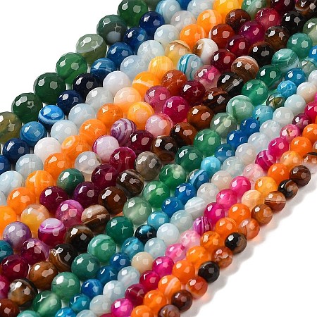 Natural Striped Agate/Banded Agate Beads Strands G-A246-12mm-15-1