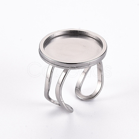 Non-Tarnish 201 Stainless Steel Cuff Pad Ring Settings X-STAS-S080-040E-P-1