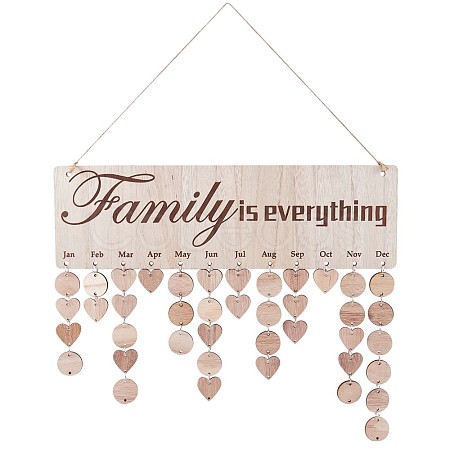 Wooden Family Birthday Reminder Calendar Hanging Board for Important Dates JX068A-1