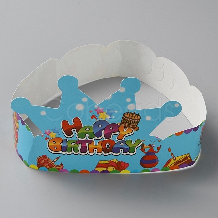 Birthday Crowns Paper Party Hat AJEW-WH0348-129A-1