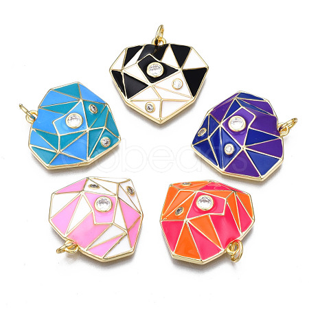 Brass Micro Pave Cubic Zirconia Enamel Pendants KK-Q283-024-NR-1