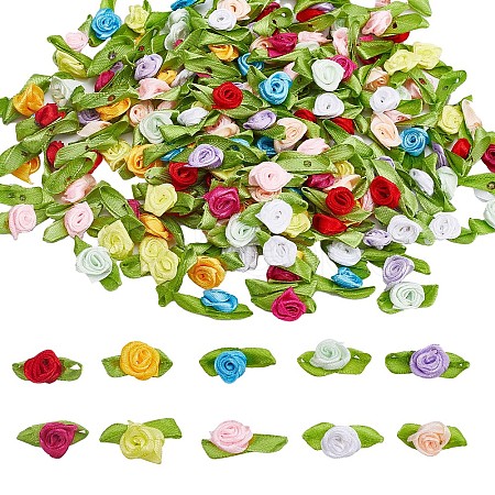 Gorgecraft 200Pcs 10 Colors Polyester Rose Ornaments DIY-GF0006-84-1