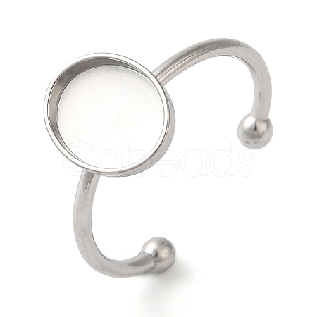 Non-Tarnish 304 Stainless Steel Open Cuff Ring Components STAS-I306-06A-P-1