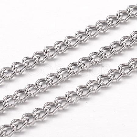 304 Stainless Steel Curb Chains CHS-K004-04P-0.8mm-1