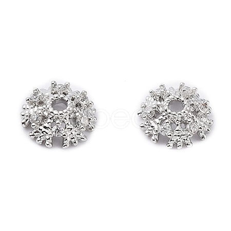 Rack Plating Brass Cubic Zirconia Bead Cap KK-A183-75P-1