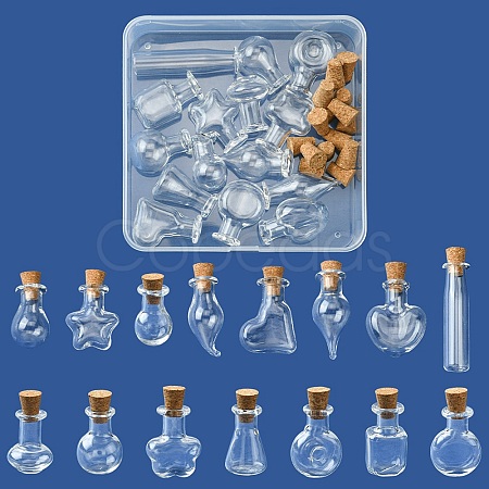 15Pcs 15 Styles Mini High Borosilicate Glass Bottle Bead Containers BOTT-YW0001-01-1