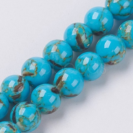 Sea Shell and Synthetic Turquoise Assembled Beads Strands X-G-G758-04-6mm-1