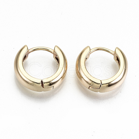 Brass Huggie Hoop Earrings KK-T062-46G-NF-1