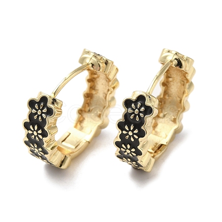 Flower Real 18K Gold Plated Brass Hoop Earrings EJEW-L268-017G-01-1