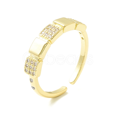 Clear Cubic Zirconia Square Open Cuff Ring for Women ZIRC-P096-27G-1