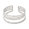 Non-Tarnish 304 Stainless Steel Multi Line Cuff Bangles for Women, Stainless Steel Color, Inner Diameter: 2 inch(5.15cm)