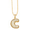 Brass Micro Pave Cubic Zirconia Pendant Necklaces, Golden, Letter C, 16.54 inch(42cm), Pendant: 24~30x13~22mm