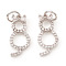 Brass Micro Pave Cubic Zirconia Charms, Cat Shape, Clear, Real Platinum Plated, 15x7x2mm, Hole: 3.5mm