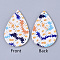 PU Leather Big Pendants, teardrop, with Flower Pattern, Colorful, 55x35x2mm, Hole: 2mm