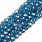 Electroplate Glass Beads Strands, AB Color Plated, Faceted, Rondelle, Teal, 3.5~3.8x3mm, Hole: 0.4mm, about 113~115pcs/strand, 12.80~12.99 inch(32.5~33cm)