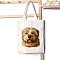 Canvas Pouches, with Handle, Shoulder Bags for Shopping, Rectangle with Dog Pattern, White, 39x33cm