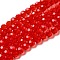 Transparent Glass Beads, Faceted(32 Facets), Round, Red, 8mm, Hole: 1mm, about 65~67pcs/strand, 49~50cm