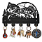 Wood & Iron Wall Mounted Hook Hangers, Decorative Organizer Rack, with 2Pcs Screws, 5 Hooks for Bag Clothes Key Scarf Hanging Holder, Fish, 200x300x7mm.