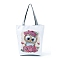 Polyester Printed Shoulder Bags, Rectangle with Owl Pattern, Flamingo, 37x35x8cm