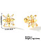 Chic Flower Ear Plugs Gauges, with Shiny Rhinestone for Fashionable Women, Golden, Crystal, 11x11mm