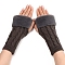 Acrylic Fibers Knitting Fingerless Gloves, Arm Warmer, Winter Warm Gloves with Thumb Hole, Coffee, 210x60mm