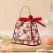 Folding Cardboard Candy Boxes, Wedding Gift Wrapping Box, With Handle, Trapezoid with Flower, Red, 10.5x5.2x8.8cm