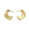 Brass Stud Earrings, Irregular Semicircle, Golden, 33x17mm