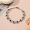 Alloy Rhinestone Link Chain Bracelets, Floewr, Emerald, 9-1/8 inch(23cm)