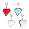 K9 Glass Pendants Decorations, 304 Stainless Steel Lobster Claw Clasp Charms, Asymmetrical Heart Charm, Mixed Color, 47.5mm