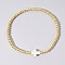 Brass Bead Stretch Bracelets for Women, with Plastic Cross, White, 6-7/8 inch(17.5cm)