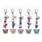 Alloy Enamel Butterfly Pendant Decoration, Synthetic Turquoise Chips and Alloy Lobster Claw Clasps Charm, Mixed Color, 68.5mm